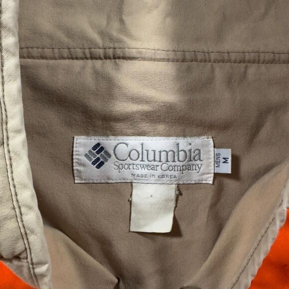 Columbia Sportswear Hunting Vest Men’s Medium Tan Orange Canvas Utility Pockets - Picture 3 of 6